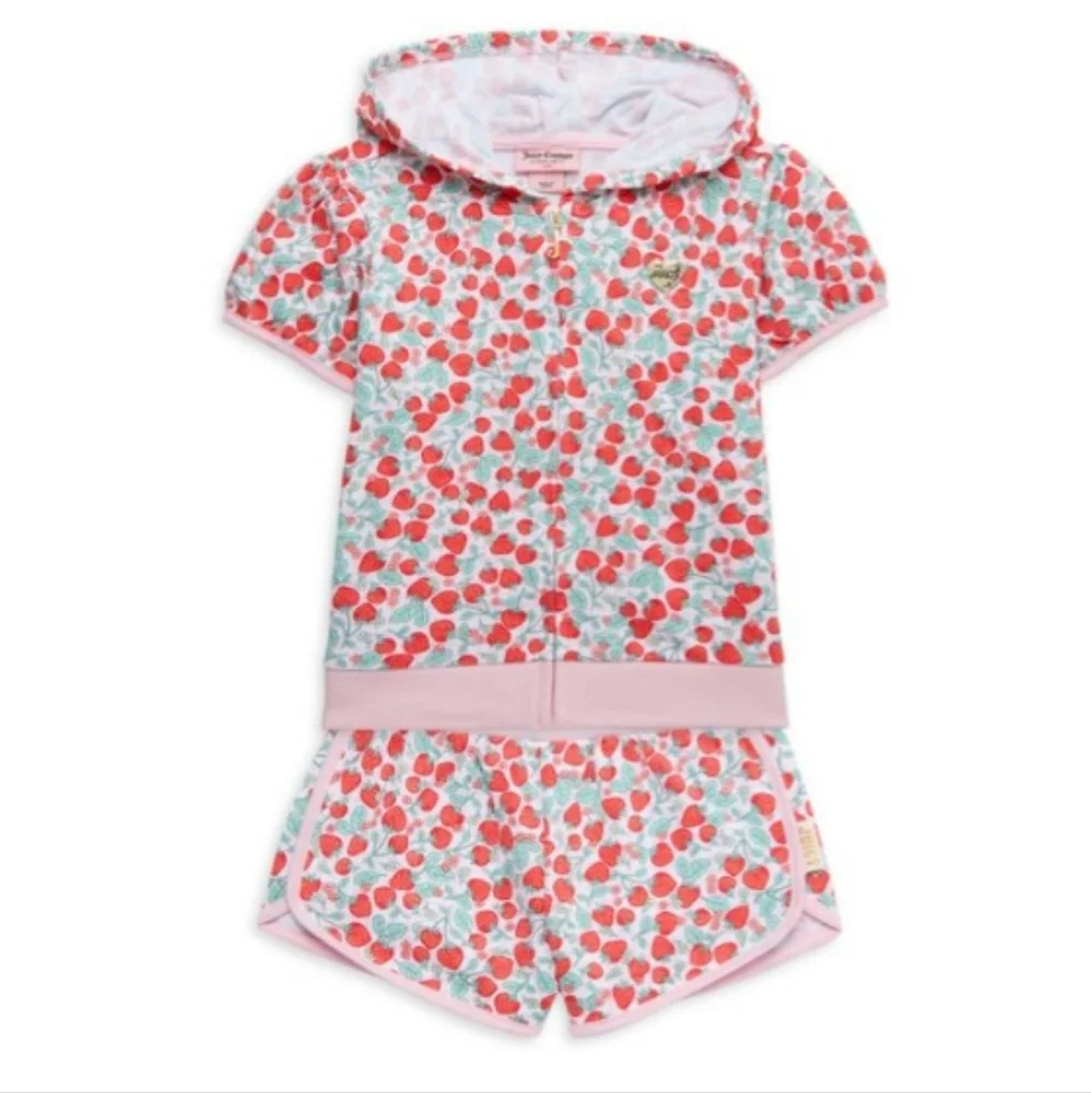 Juicy Couture Little Girl's 2-Piece Strawberry Print Hoodie Short Set